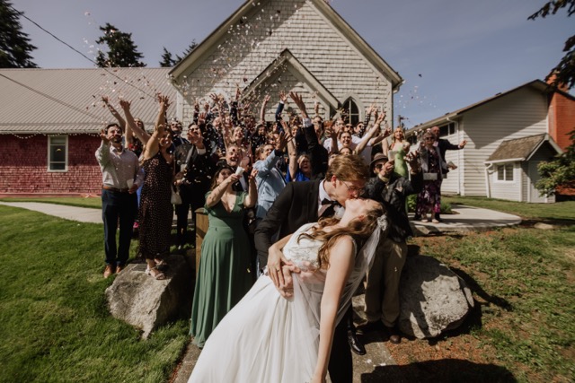 Joyful candid frame from Liv and David's wedding